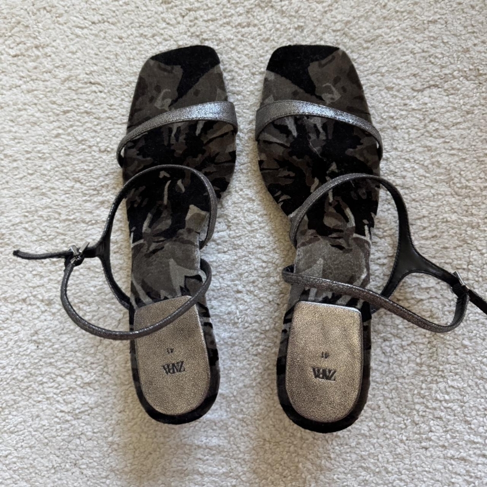 Zara Black and Gray Women's Heels